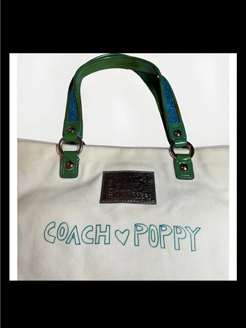 Coach Poppy-Chan “MINTY” Canvas Glam Tote, LIMITED EDITION 2009 Style: (14717)